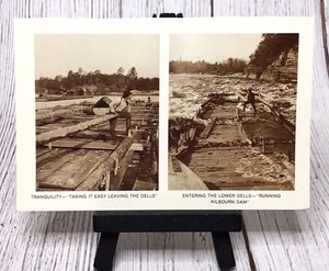 Wisconsin Dells WI, The Raftsmen Logging Lower Dells Kilbourn Dam Postcard - Picture 1 of 4