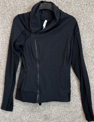 Lululemon Womens Size 8 Bhakti Yoga Athletic Jacket Gray Striped Full Zip - Image 1 of 4