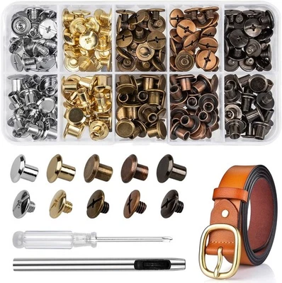 100 Sets Chicago Screws for Leather Crafting 7/20 Inch, 5 Color Rivets - Image 1 of 4