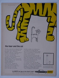 1964 Hertz Chevrolet The Tiger And The Cat Rental Car Original Print Ad - Picture 1 of 3