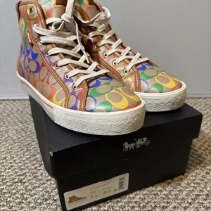 Coach Citysole High Top Sneaker Rainbow Signature Canvas Collection US 11 B - Bild 1 von 13