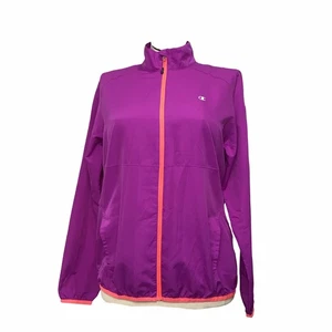 Champion Full Zip Windbreaker Jacke Damen Größe L Farbe Lila Mock Neck - Bild 1 von 16