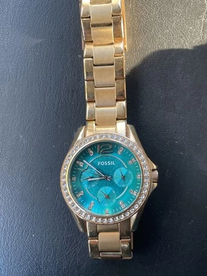 Reloj Fossil Riley ES3385 Mujer Día Fecha 24H Cuarzo 38mm Estuche Conjunto Gemas Foto 1 de 4