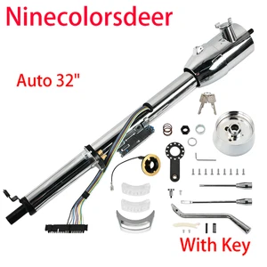 Columna de dirección automática inclinable cromada 32" con llave y adaptador de 9 pernos - Imagen 1 de 10