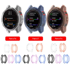 Protector Case for Garmin Fenix 7 7X 7S Solar Smart Watch Cover TPU Bumper Shell - Foto 1 di 17