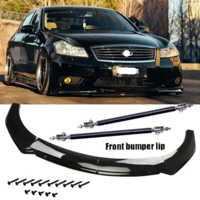 For Infiniti M35 M35h M37 M45 Car Front Bumper Lip Spoiler With /Strut Rods - Imagem 1 de 4