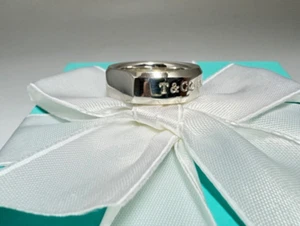 Tiffany & Co. 1837 Makers Medium Slice Band Ring Sterling Silver 925 Size 7.25 - Picture 1 of 12