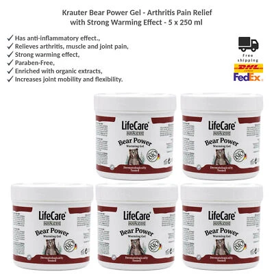 LifeCare Krauter Bear Power Gel Arthritis Pain Relief - Warming Effect 5x250ml