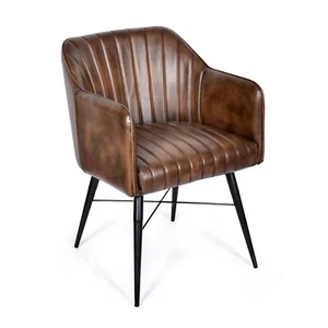 Real Genuine Leather Kitchen Dining Chair Tan Brown 76cm High x 54cm Wide x 61cm - Picture 1 of 24