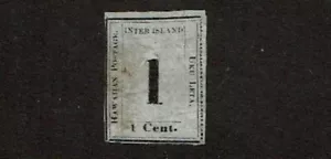 1859-63 Hawaii 1c Blk on Grayish NUMERAL Inter-Island Sc#15 Mint NG RARE! - Picture 1 of 2
