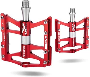 ROCKBROS 4 Bearings Mountain Bike Pedals MTB Padals Platform AluminumAlloy 9/16" - Picture 1 of 18