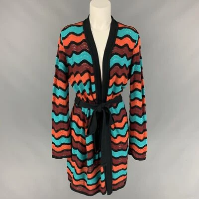 M Missoni Taglia 6 Multicolore Maglia Righe Misto Lana Cappotto - Immagine 1 di 4