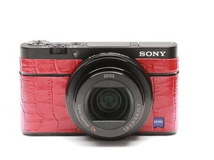 Kamera Leder Deko Aufkleber für Sony DSC-RX100 M3 Crocodild Rot - Bild 1 von 4