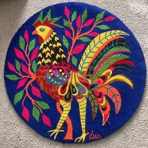 Vintage Luis Montiel Colorful & Vibrant Rooster Tapestry Signed Mali Mai READ! - Picture 1 of 10