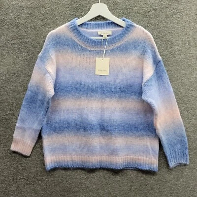 Suéter para mujer To My Lovers mediano azul rosa a rayas cuello redondo nuevo con etiquetas precio de venta sugerido por el fabricante 170 USD Foto 1 de 4