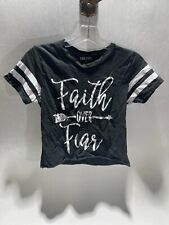 On Fire Junior Crop Top Black White Faith Over Fear Shirt
