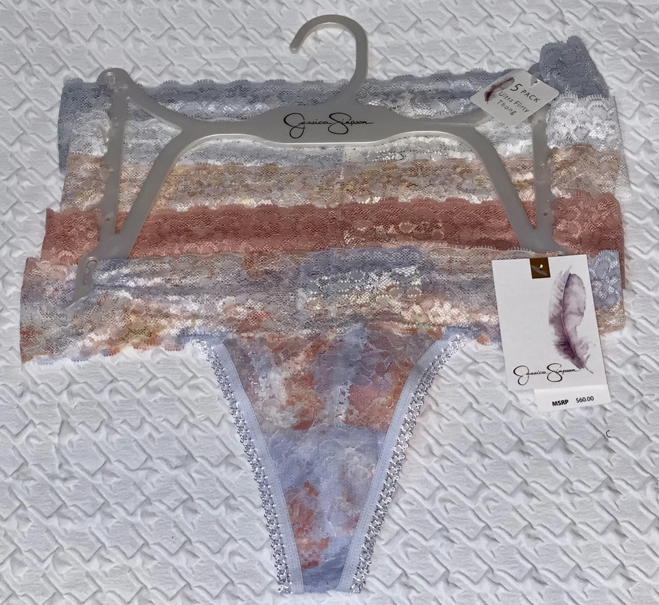 Paquete de 5 bragas JESSICA SIMPSON clásicas de encaje rosa gris rosa claro rosa para mujer S 5 Foto 1 de 4