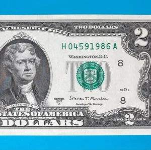 TRAILING YEAR 1986 : H 0459 1986 A $2 Two Dollar Bill Serial Number *UNC* - Picture 1 of 4