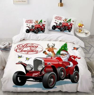 3D Christmas Car ZHUA1886 Bed Pillowcases Quilt Duvet Cover Set Queen King Zoe — 第 1/4 张图片