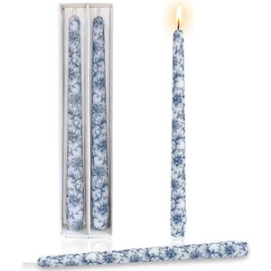 10" Flower Dinner Candles Set of 2 Unscented Wedding/Party Decor Taper Candles  - Picture 1 of 6
