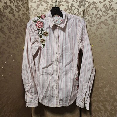 Top 3J Johnny Was Rosa Rayas Floral Bordado Talla Pequeña S Foto 1 de 4