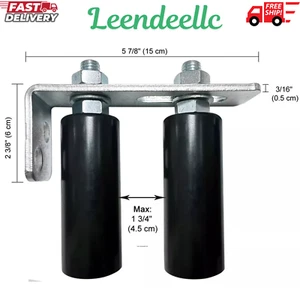 Rodillo guía puerta corredera universal 4" negro L soporte poste trasero ajustable doble - Imagen 1 de 7
