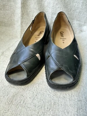 Zapato Gabor Mujer Gris/Azul Verdoso Cuero Peeptoe Tacón Bloque Talla 8 Usado Foto 1 de 4