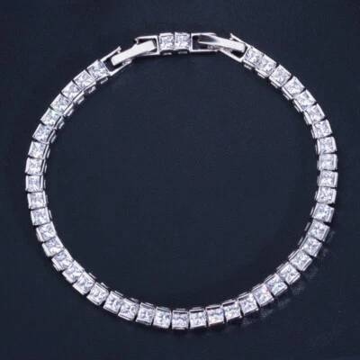 Classy Purple Amethyst Square Cut CZ Stone Princess Women Bridal Tennis Bracelet - Image 1 of 4