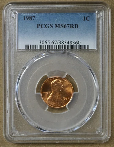 1987 LARGE CENT PCGS MS67 RD 348360 Cover