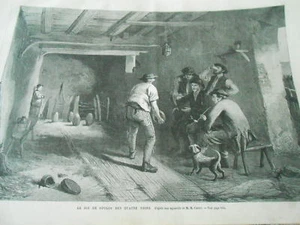 Gravure 1869 - Le Jeu de Boules des Quatre Coins - Imagen 1 de 1