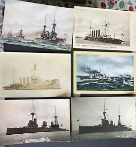 6 Vintage Naval postcards. Previous owner.