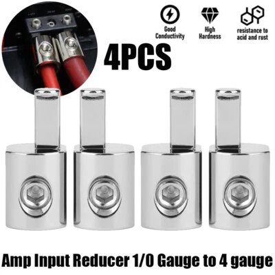 4Pcs 1/0 Gauge To 4 Gauge Pin AWG Power Wire Reducer Car Audio Amp Terminal ## - Image 1 of 4