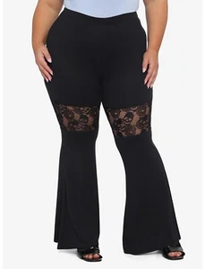 Plus Size 5X Skull Lace Flare Leggings Black Hot Topic Brand New With Tags - Picture 1 of 4