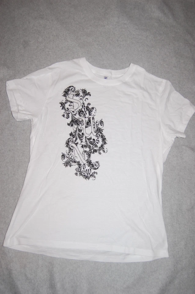 Girls White S/S T-Shirt SAVE US NOW Black Graphic Design XL 14-16 XXL 18 - Image 1 of 1