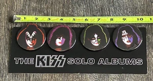 KISS BUTTON Pin Badge Custom Made 1978 Solo Albums 4pc Set Display Vintage Kiss - Picture 1 of 4