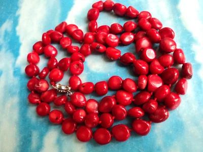 COLLANA ORIGINALE CORALLO ROSSO NATURALE MARI DEL SUD PERLINE IRREGOLARI CM 90 - Immagine 1 di 4