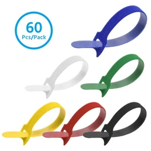 Gancho y bucle de microfibra lazos de cable de sujeción reutilizables de 8" de largo surtido - Imagen 1 de 5
