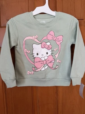 Sudadera de manga larga Hello Kitty verde y rosa con lazos talla XS NUEVA CON ETIQUETAS para niñas Foto 1 de 4