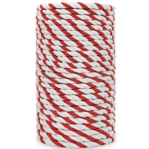 Red and White Cotton Rope 1/4 inch × 100 ft Macrame Cord Gift Wrap 1 PCS - Picture 1 of 7