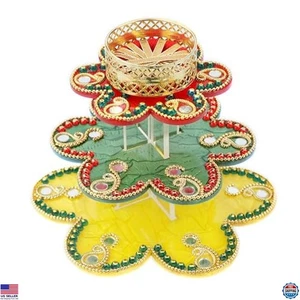 Lebendige indische Rangoli Bodendeko mit Teelichthalter - Diwali Beleuchtung Deko - Bild 1 von 4