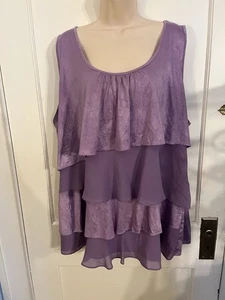 Fashion Bug Women’s 2X Plus Size Purple Sleeveless Top, Layered Multitiered Soft - Picture 1 of 12