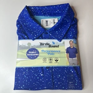 Camisa polo de golf Birdie Bound para hombre 2XL azul estampado de salpicaduras rendimiento elástico - Imagen 1 de 14