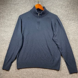 J. Crew 1/2 Zip Merino Wool Pullover Sweater Men's Large Blue Casual - Picture 1 of 10