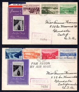 US CANAL ZONE 1939 25TH ANNIVERSARY SET OF 16 ON 5 FIRST DAY OF ISSUE COVERS - Picture 1 of 6
