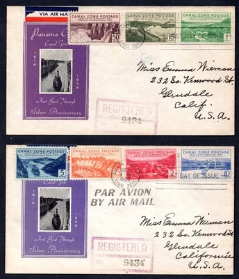 US CANAL ZONE 1939 25TH ANNIVERSARY SET OF 16 ON 5 FIRST DAY OF ISSUE COVERS - Image 1 of 4