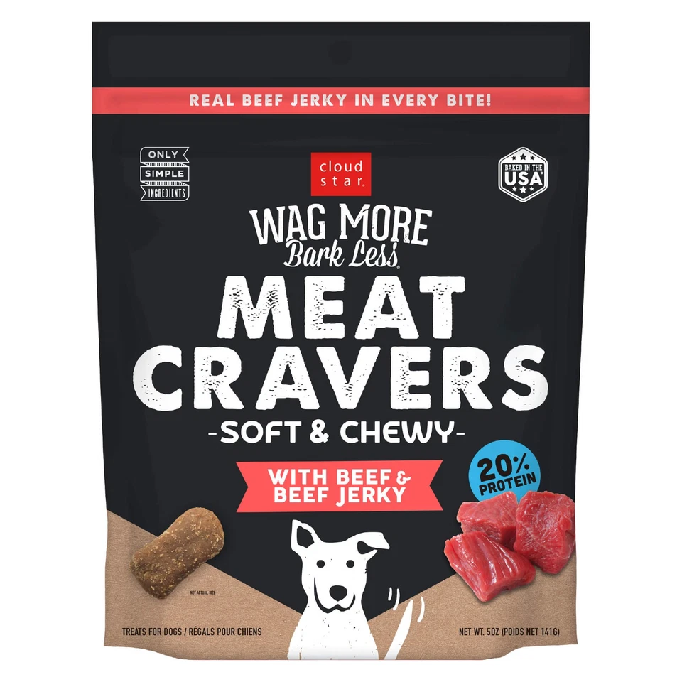 Cloud Star Wag More Bark Less Meat Cravers Soft Masticables golosinas para perros, carne de res 5 oz. Bolso Foto 1 de 1