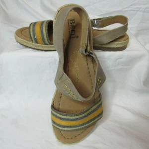 Born Vigan gelb grau 2 Band niedrige Sandale Größe 9 verstellbar neu ohne Etikett - Bild 1 von 9