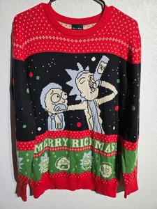 Rick and Morty Christmas Sweater Mens Size Medium Merry Rickmas Ugly Sweater - Foto 1 di 11