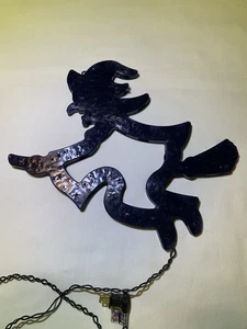 Vintage Halloween leuchtende fliegende Hexe Lichter dunkelblau Kunststoff Lucky Seven Design - Bild 1 von 5