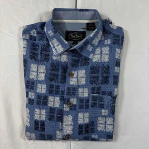 Nat Nast Hawaiian SILK Blend Shirt Mens Size Medium Short Length Tropical Blue - Picture 1 of 14